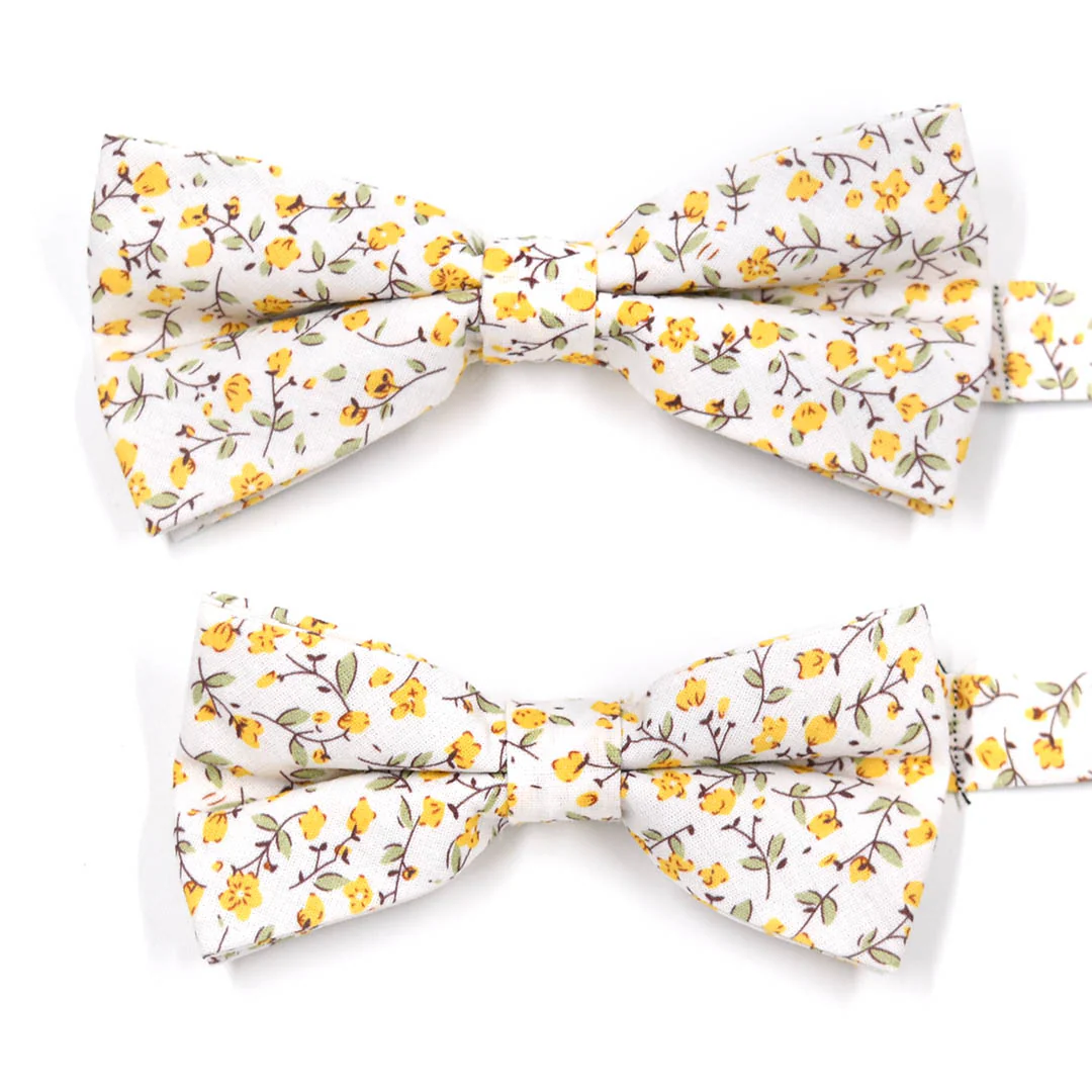 Floral Marigold Yellow Pre Tied Bow Tie