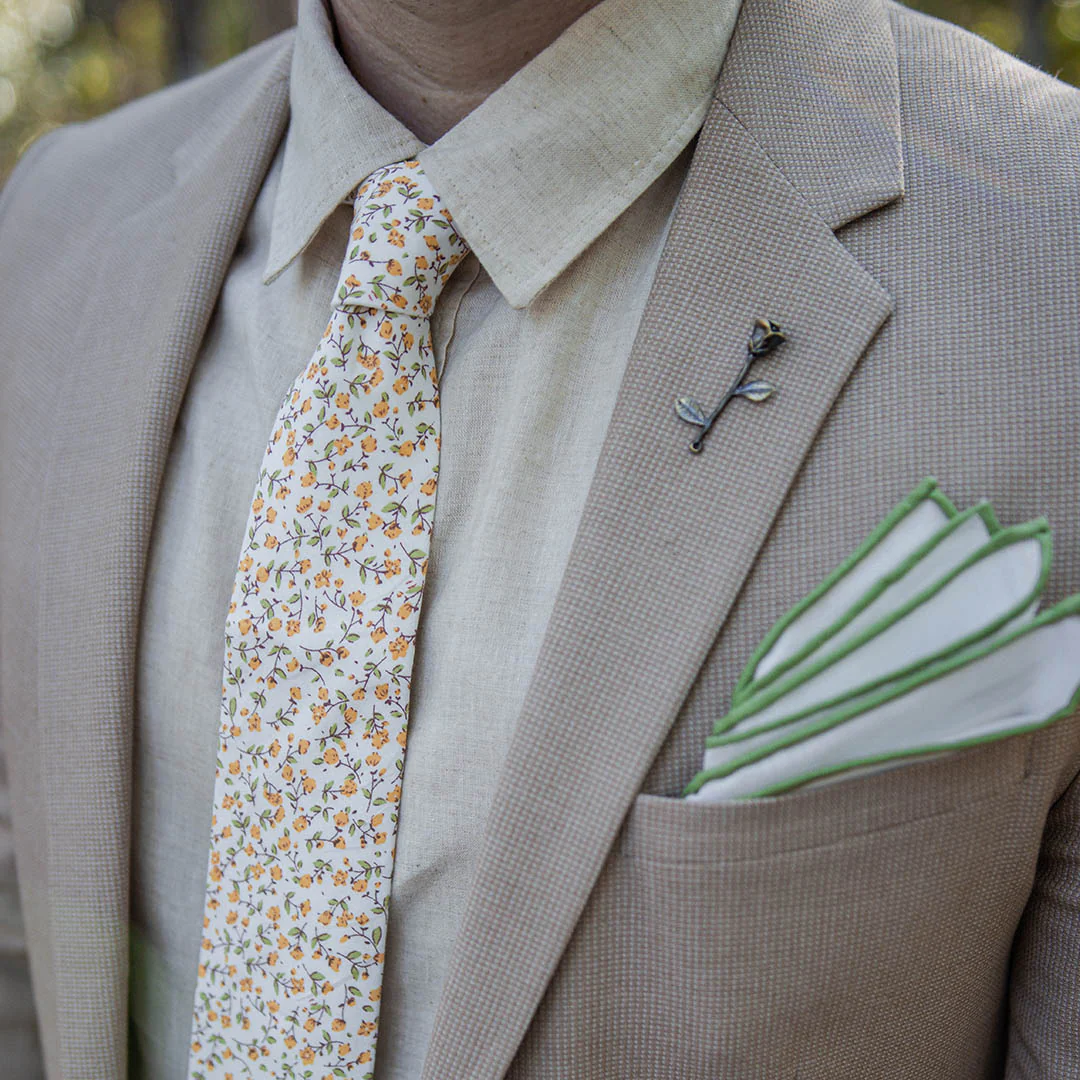 Floral Marigold Yellow Tie Set