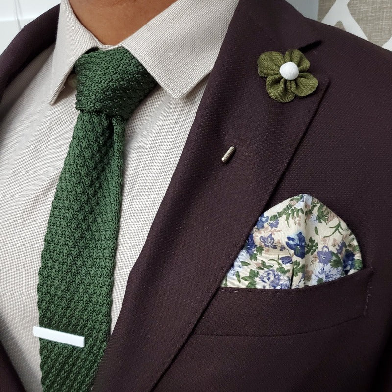 Lapel Pin - Pearl Floral Olive