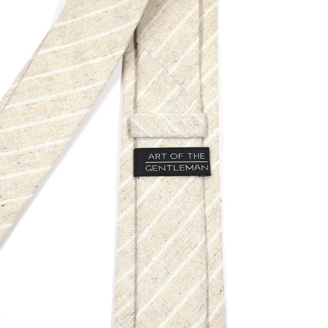 Striped Linen Champagne Tie Set