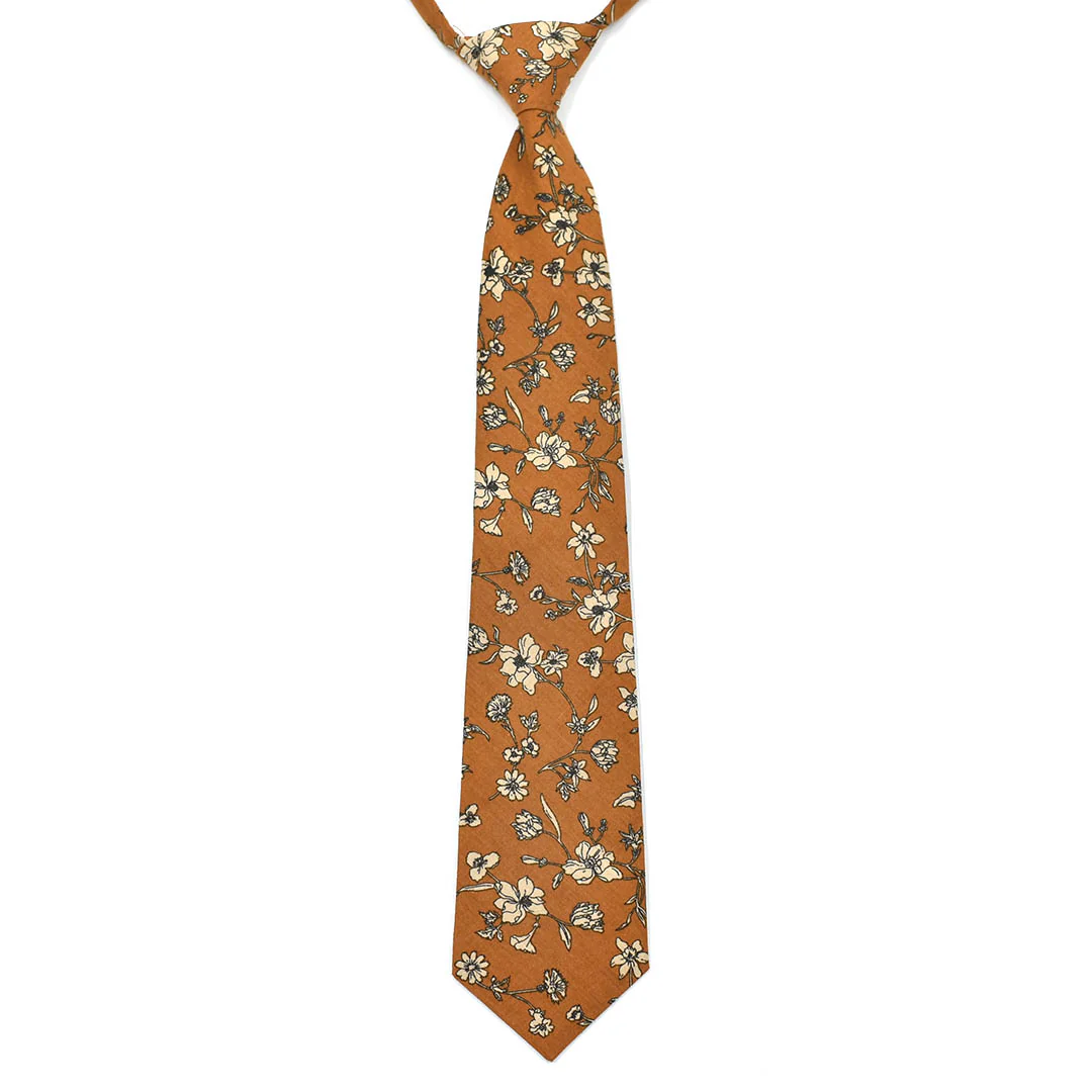 Kids Floral Brown Pre Tied Tie