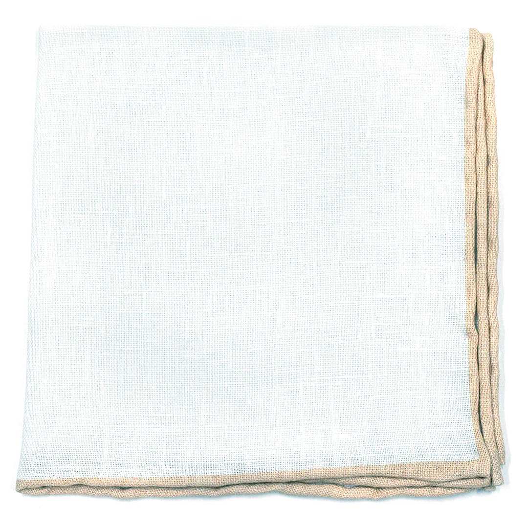 Champagne Border Linen Pocket Square