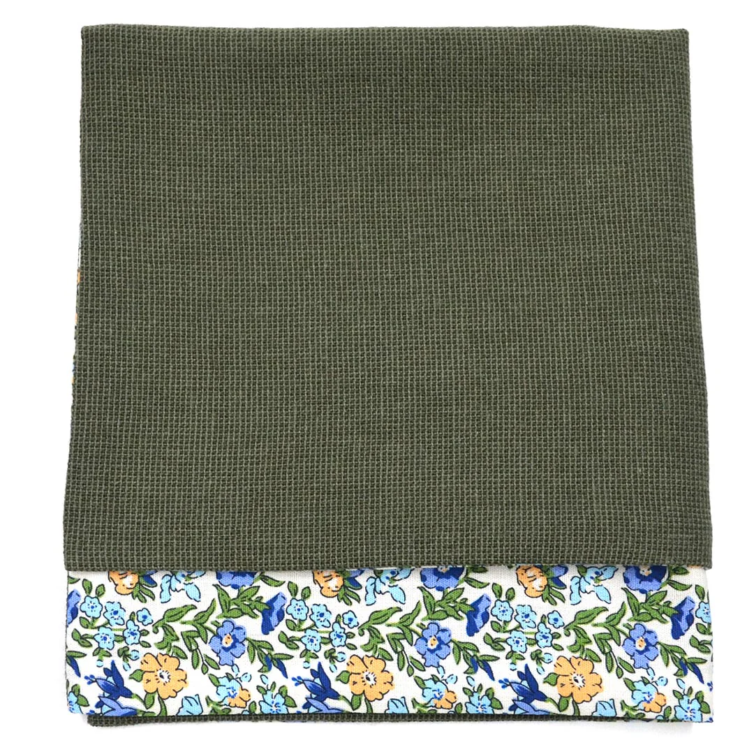 Olive Floral Reversible Pocket Square
