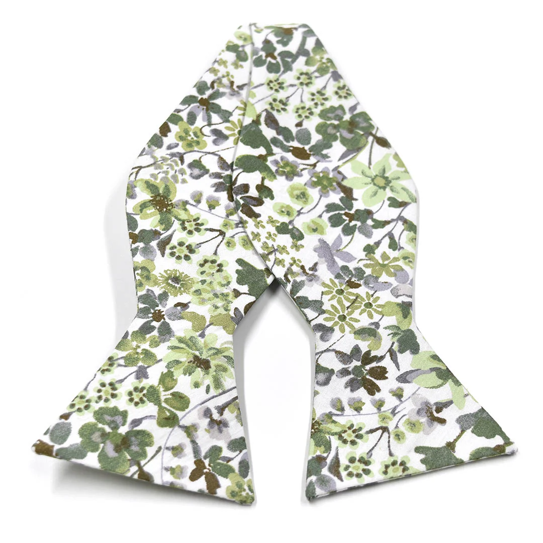 Floral Sage Green Self Tie Bow Tie