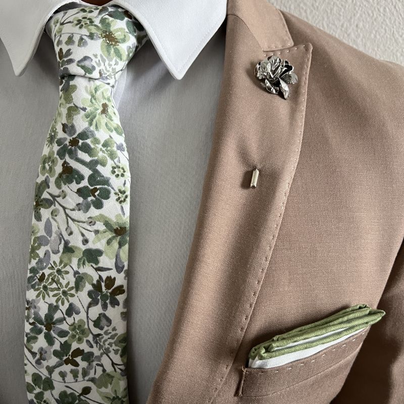 Kids Floral Sage Green Pre Tied Tie