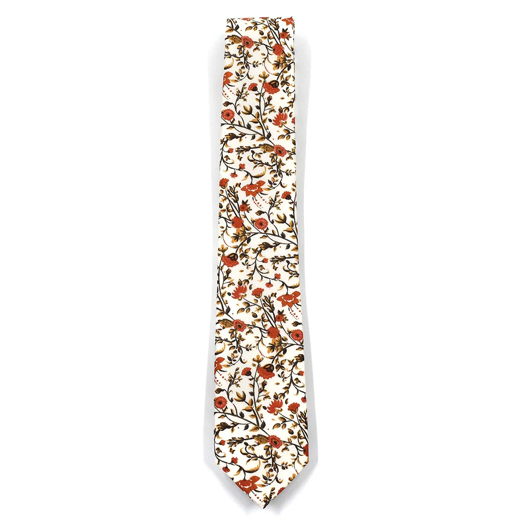 Floral Rust Blooms Tie