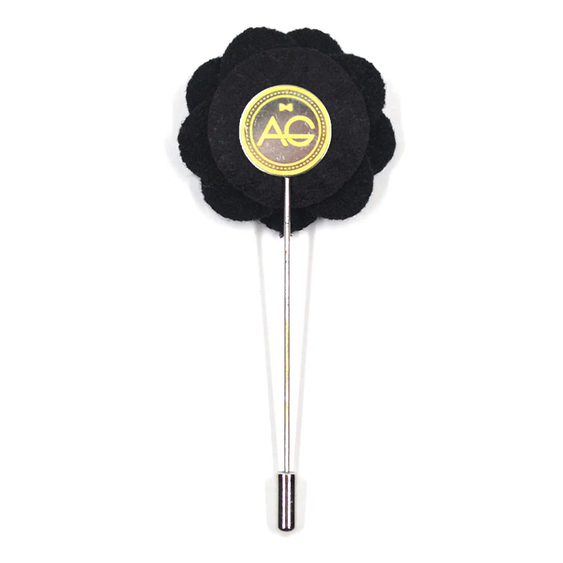 Lapel Pin - Floral Black