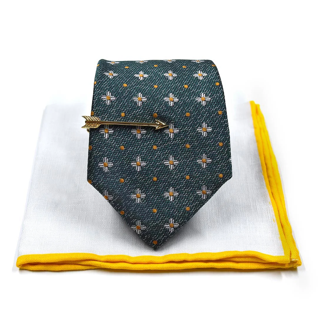 Polka Dot Jacquard Green Tie Set