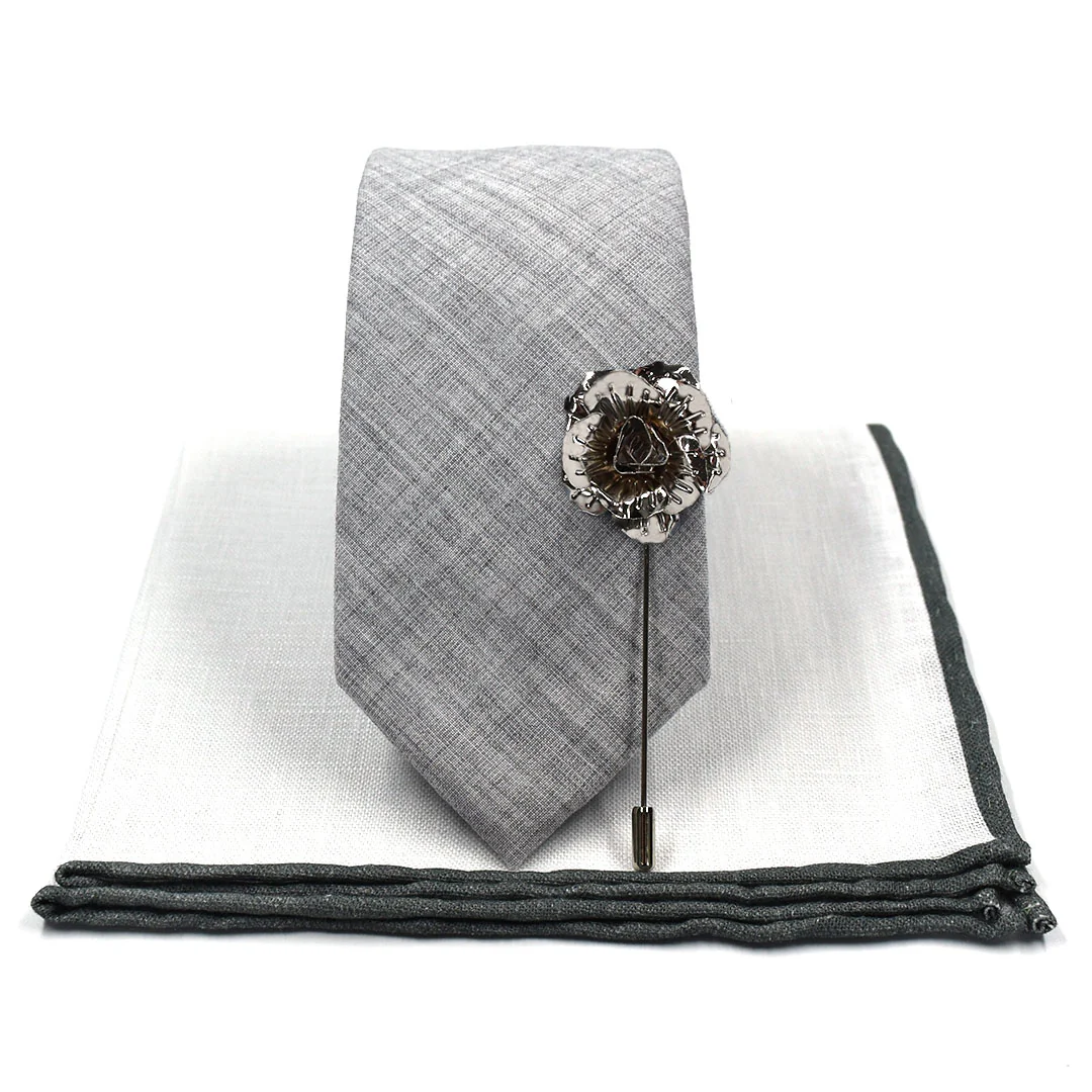 Linen Grey Wedding Tie Set