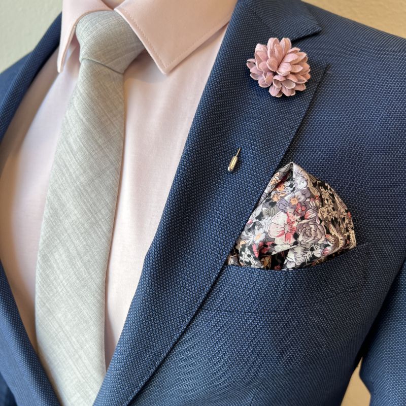 Floral Black Pocket Square