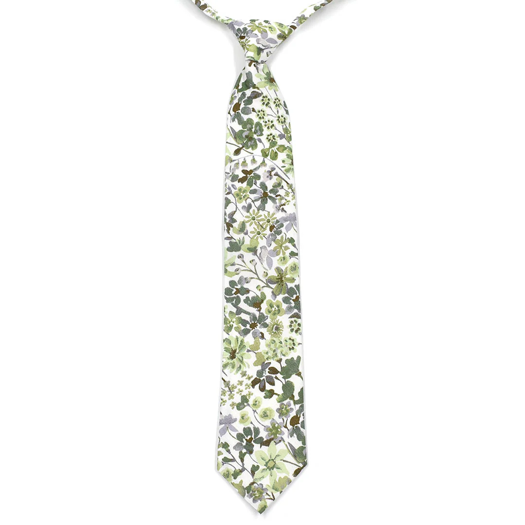 Kids Floral Sage Green Pre Tied Tie