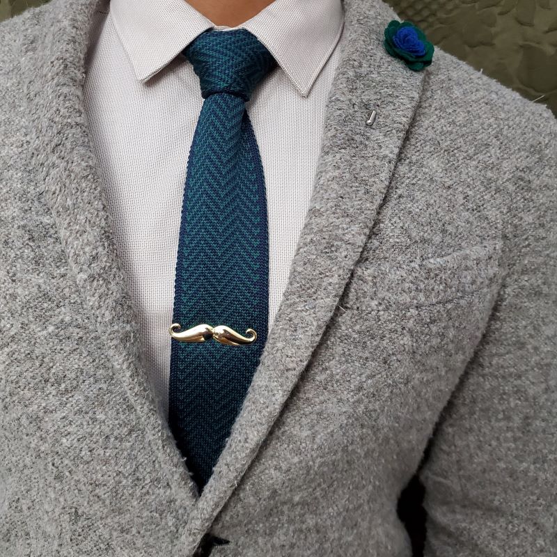 Handlebar Mustache Gold Tie Bar