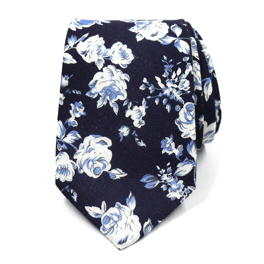Floral Navy Buds Tie