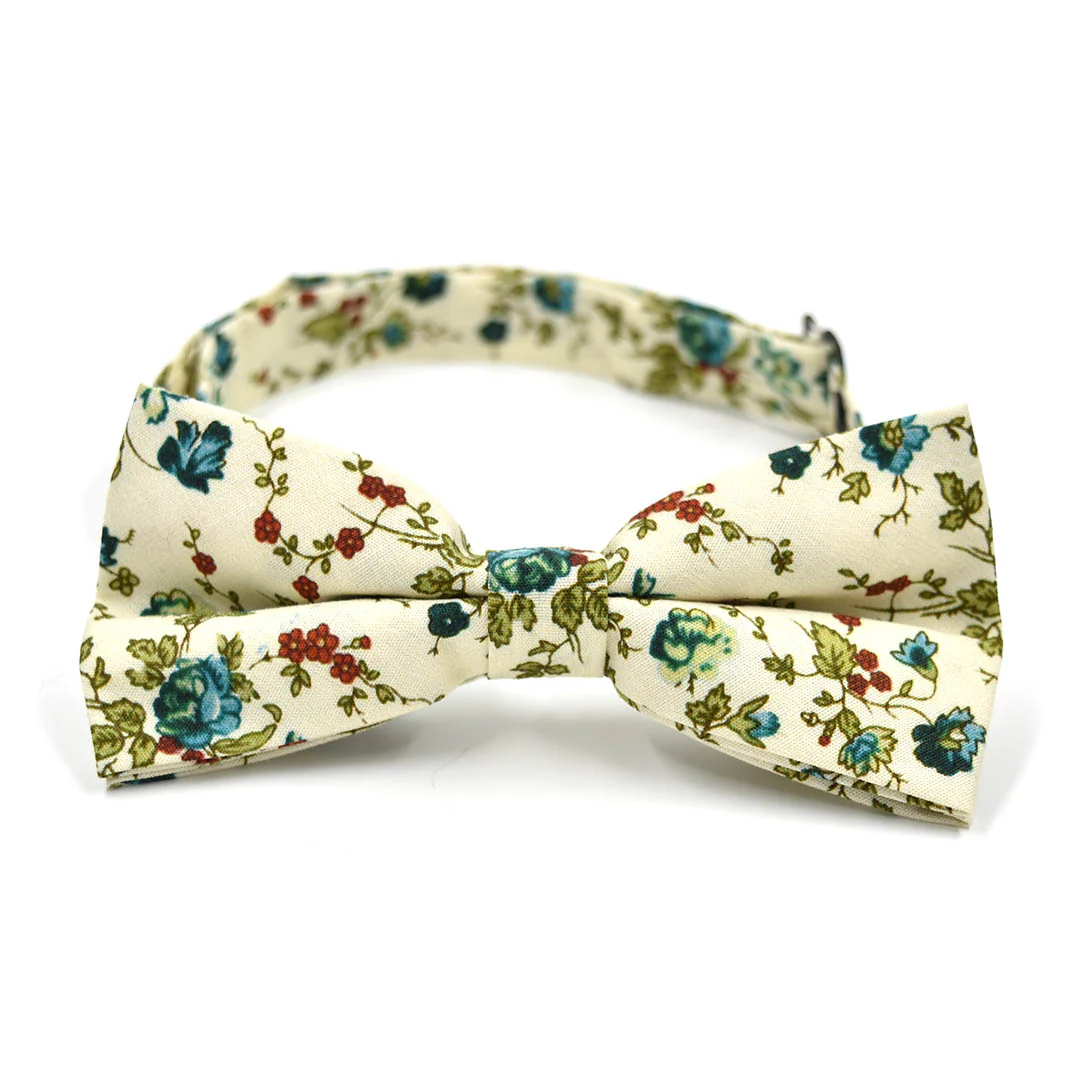Floral Sage Cream Pre Tied Bow Tie