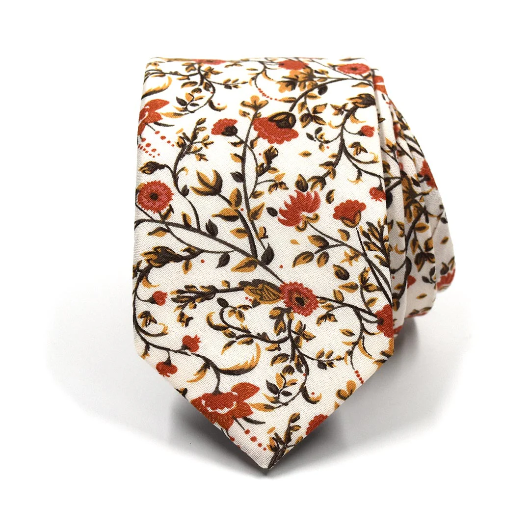 Floral Rust Blooms Tie