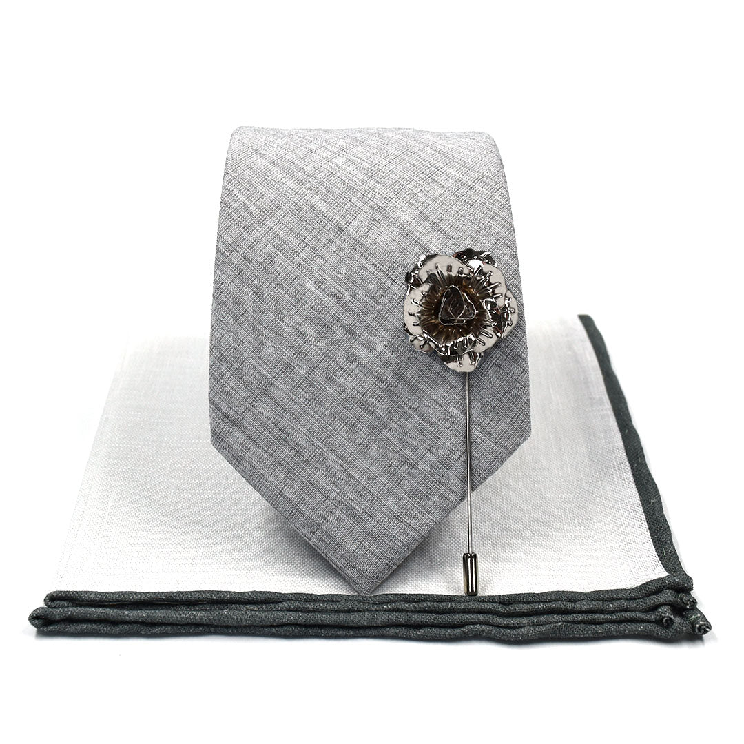 Linen Grey Wedding Tie Set