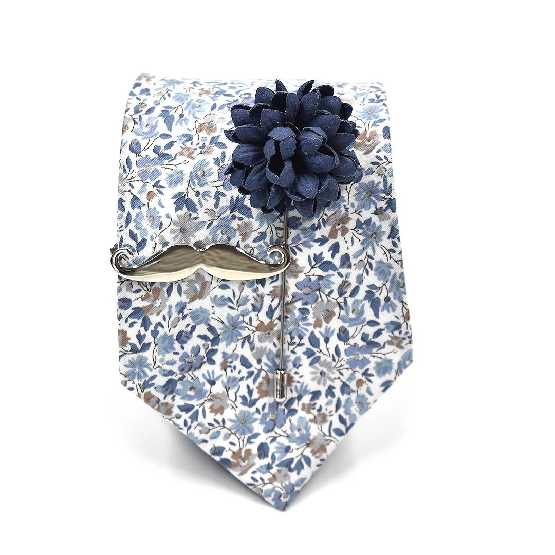 Floral Mist Blue Tie Set