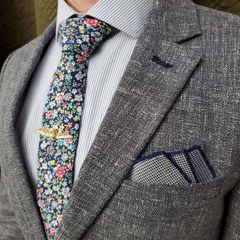Houndstooth Navy Pocket Square