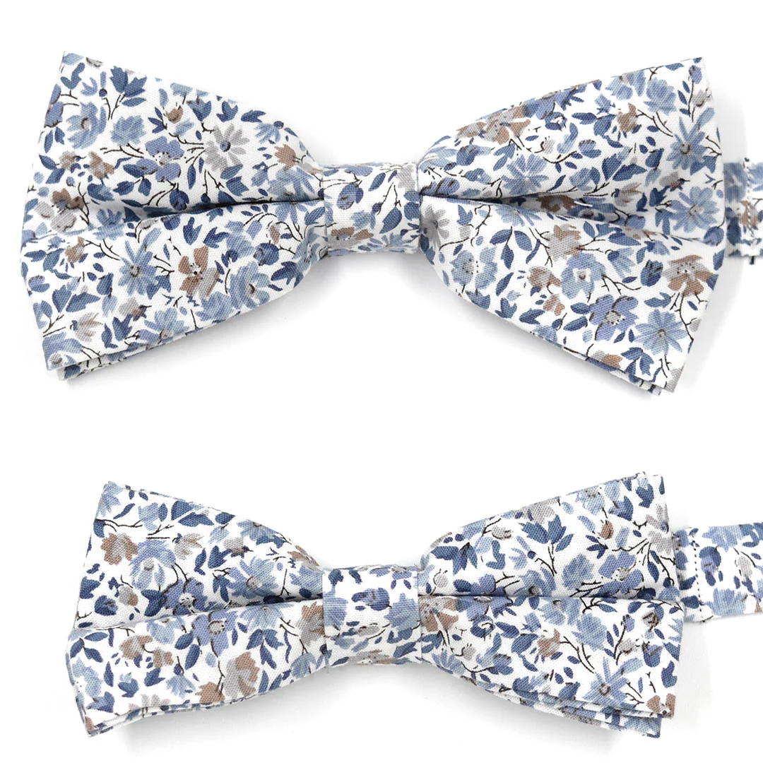 Kids Floral Mist Blue Pre Tied Bow Tie