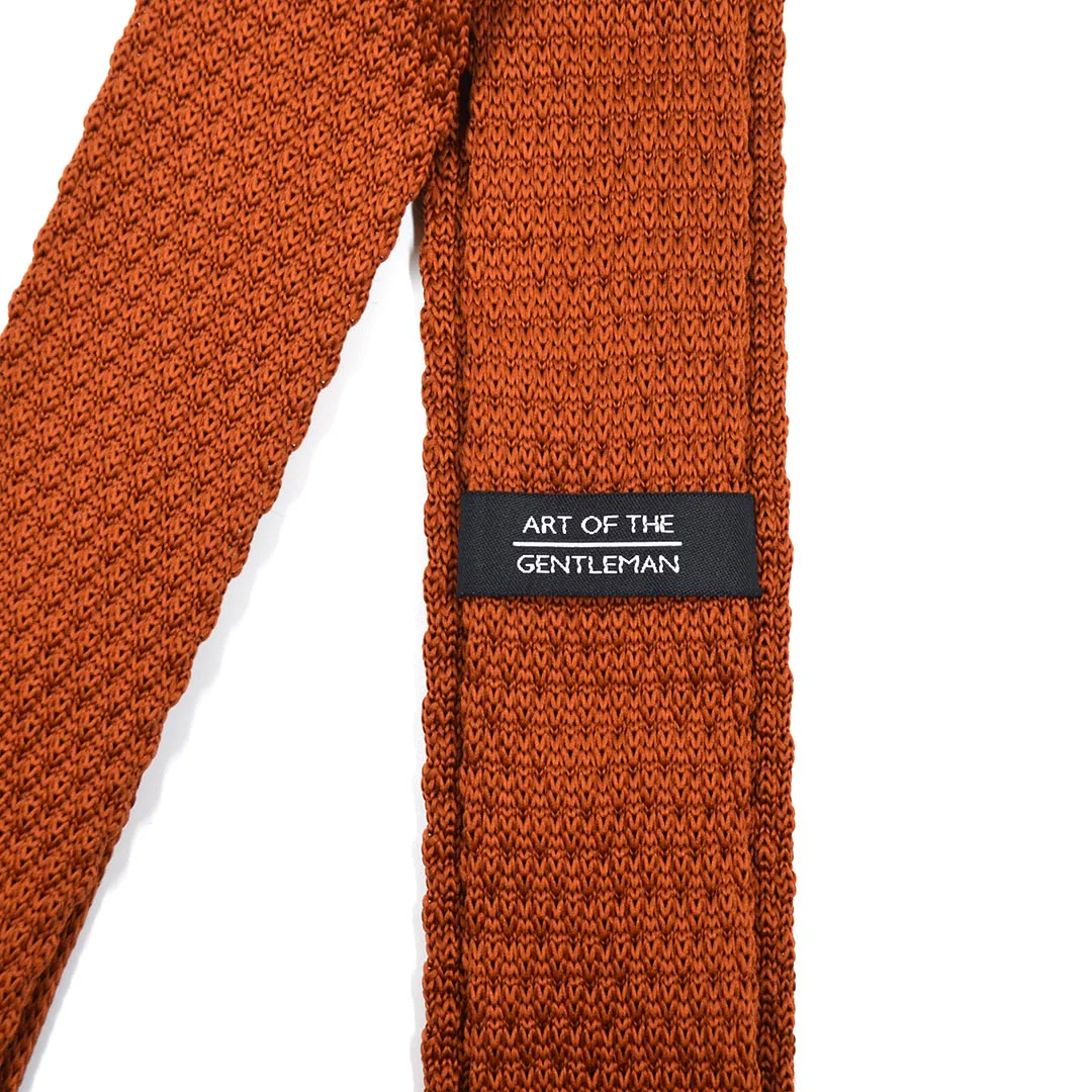 Knitted Point Burnt Orange Tie
