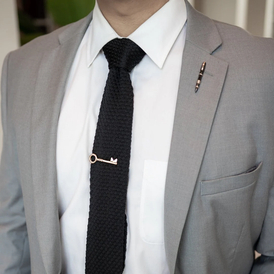 Knitted Point Slate Tie Set