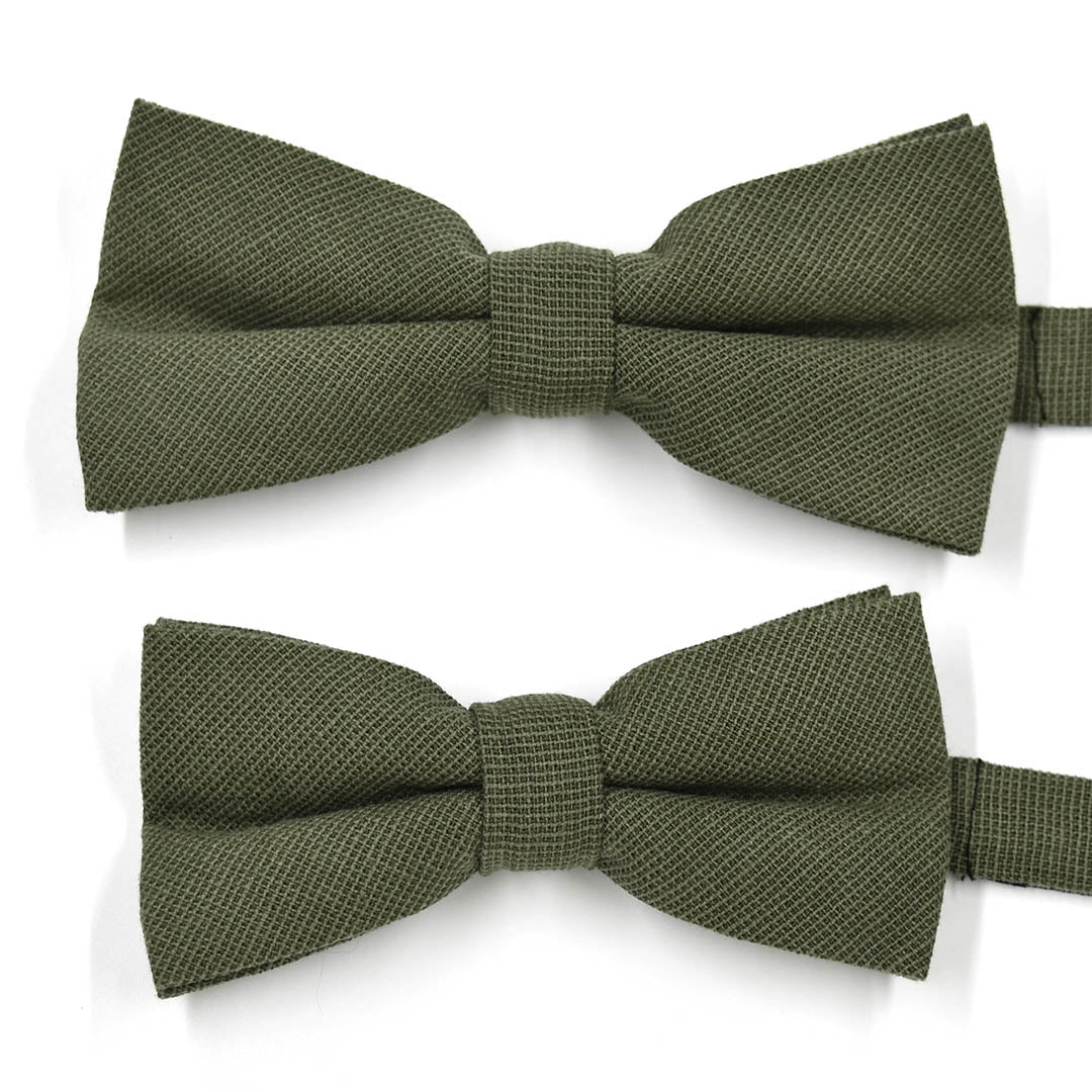 Kids Solid Olive Pre Tied Bow Tie
