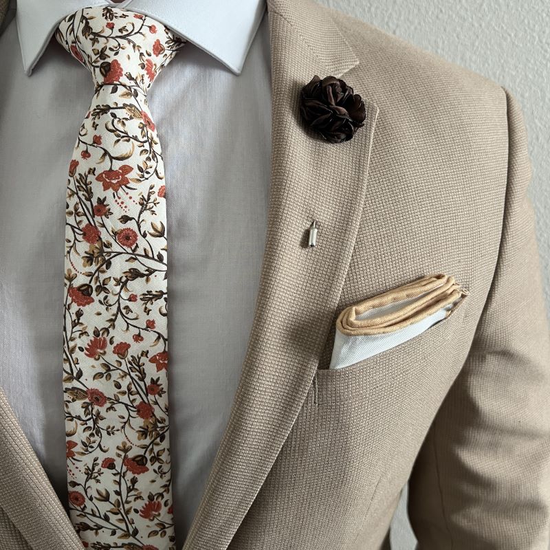 Floral Rust Blooms Tie