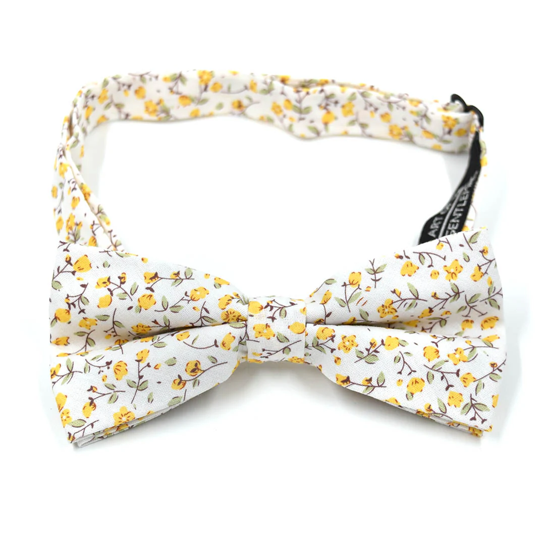 Floral Marigold Yellow Pre Tied Bow Tie
