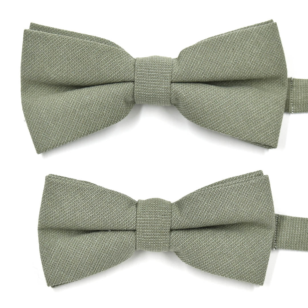 Kids Linen Sage Green Pre Tied Bow Tie