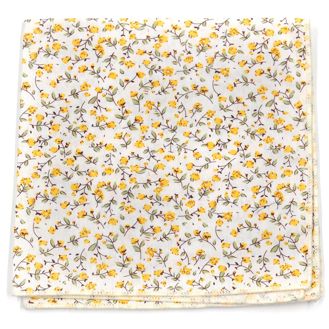 Floral Marigold Yellow Pocket Square