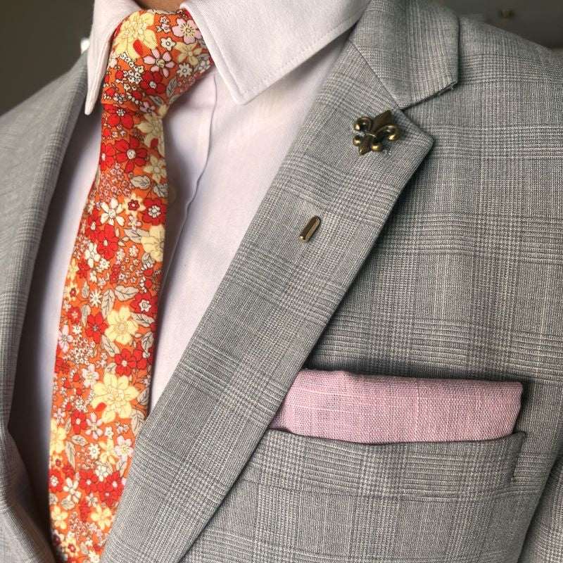 Floral Orange Blooms Tie