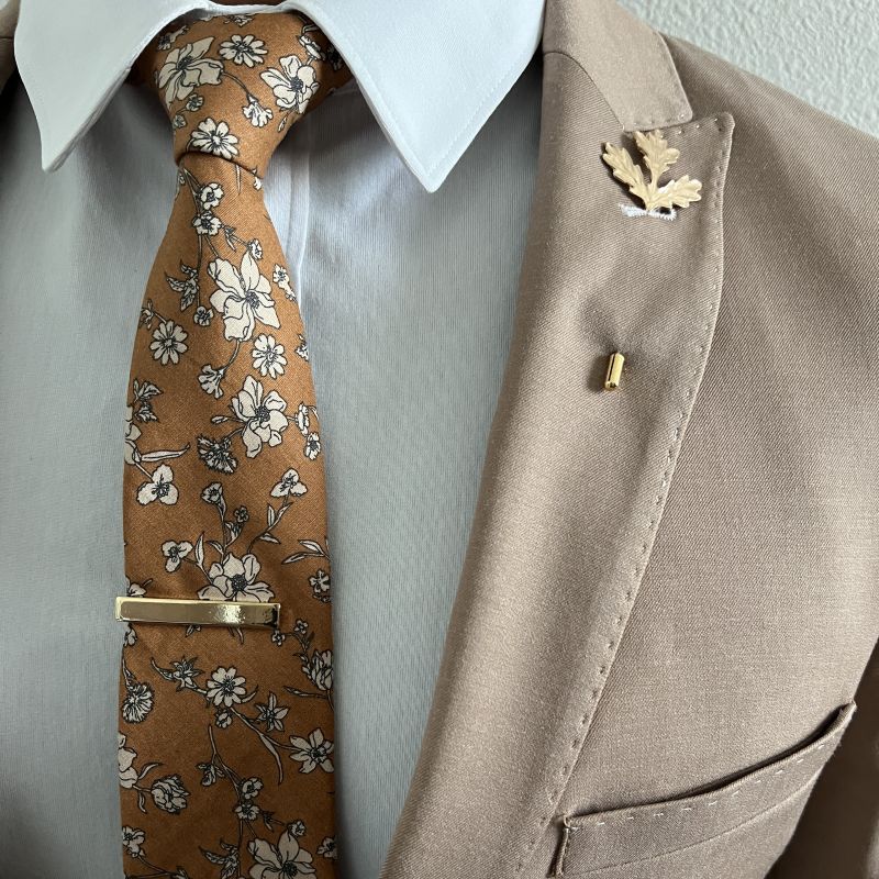 Kids Floral Brown Pre Tied Tie