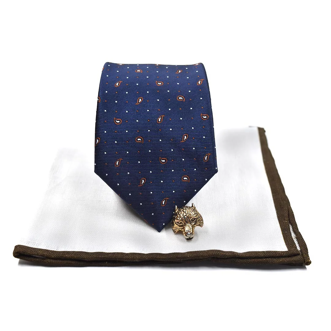Polka Dot Paisley Navy Tie Set