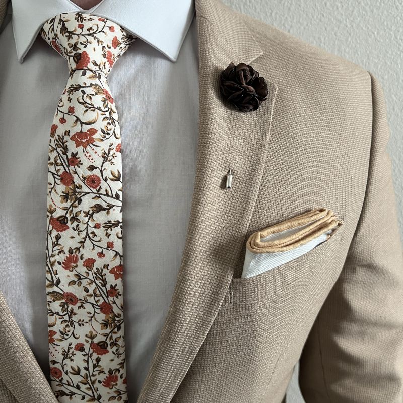 Kids Floral Rust Blooms Pre Tied Tie