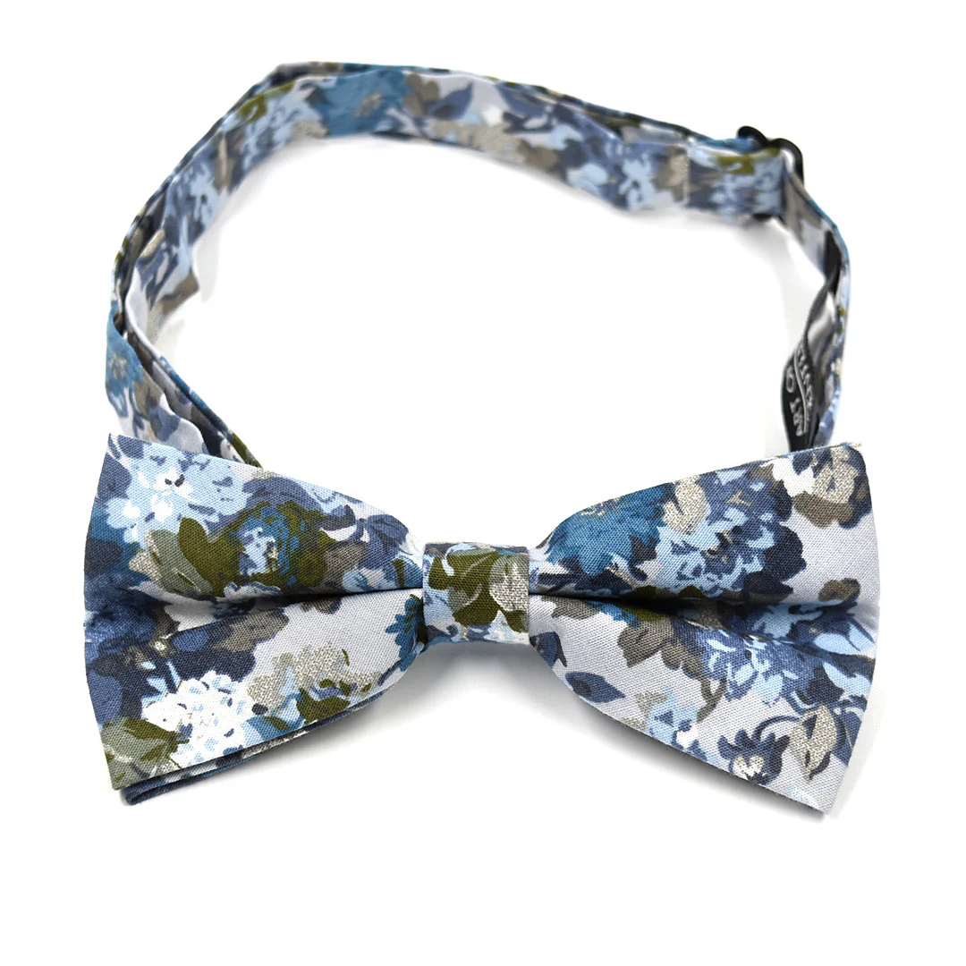 Floral Dusty Blue Pre Tied Bow Tie