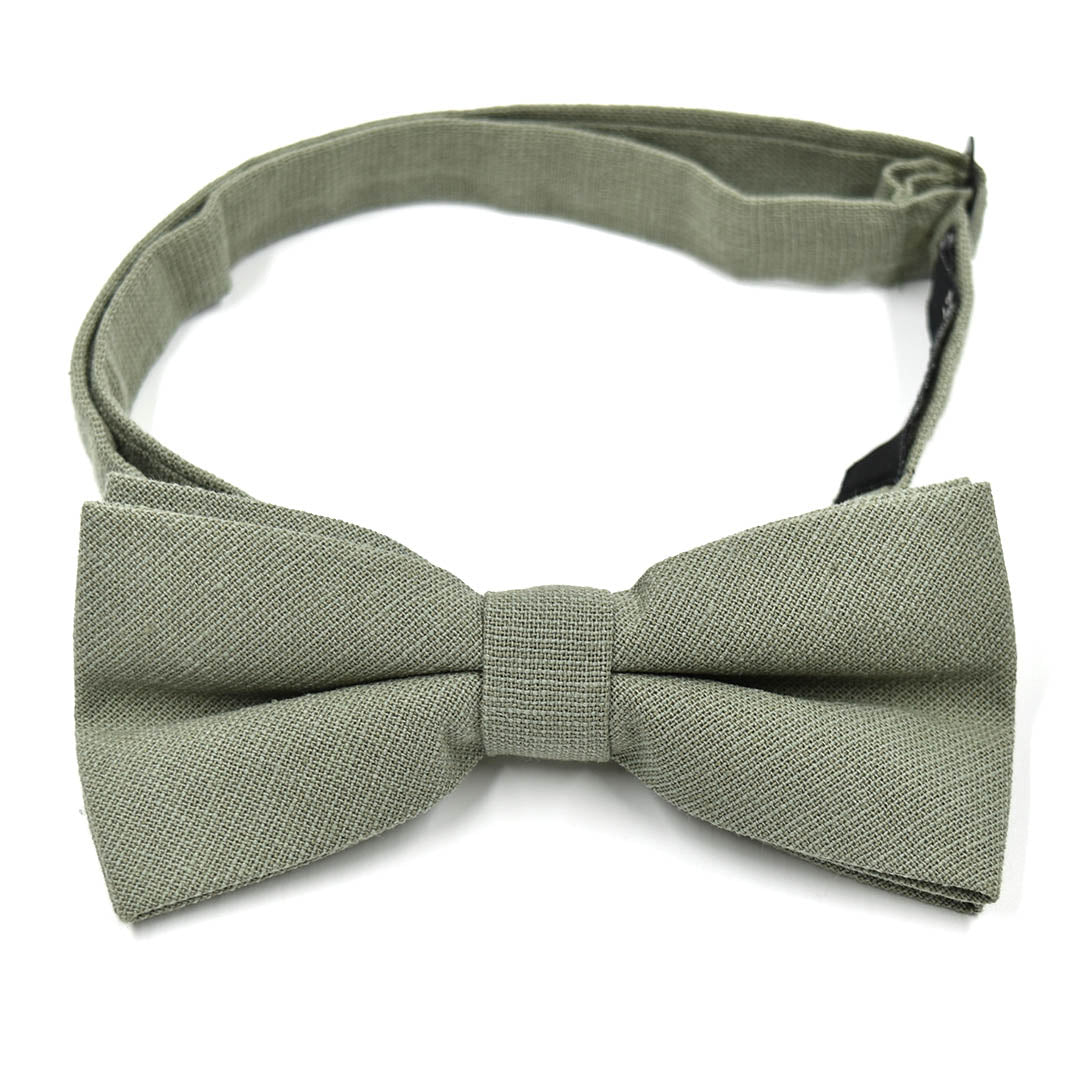 Kids Linen Sage Green Pre Tied Bow Tie