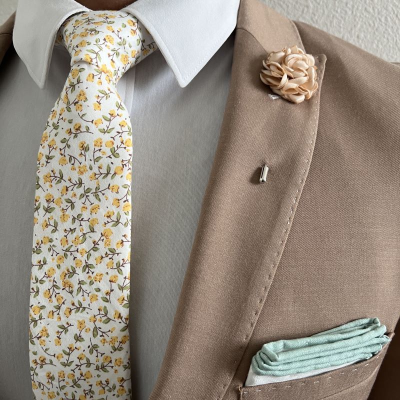 Floral Marigold Yellow Tie