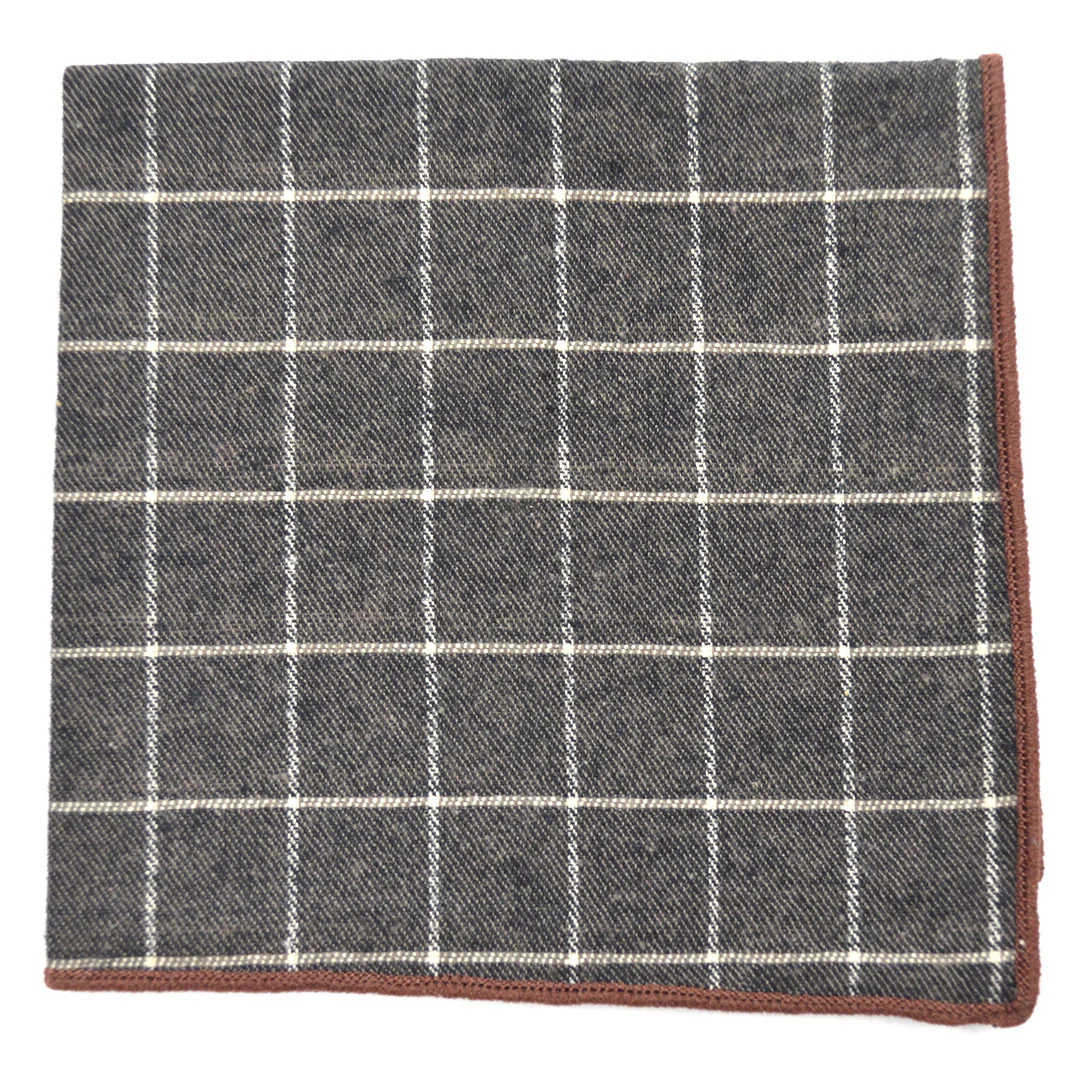 Checkered Aegean Brown Pocket Square