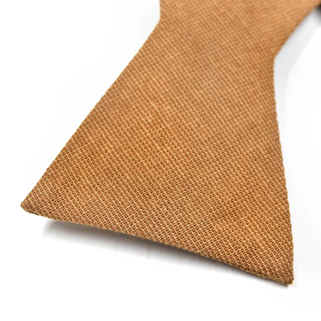 Solid Brown Self Tie Bow Tie