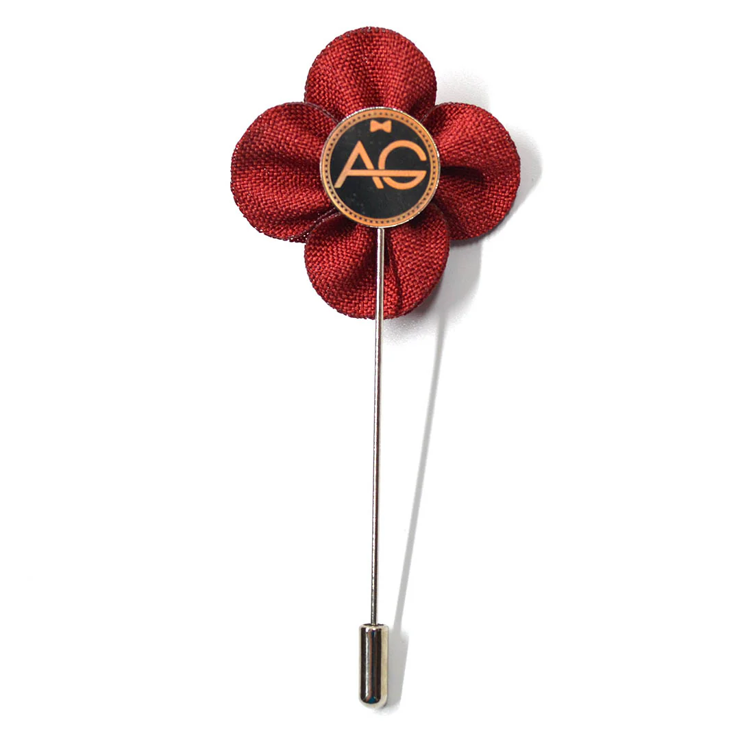 Lapel Pin - Pearl Floral Red