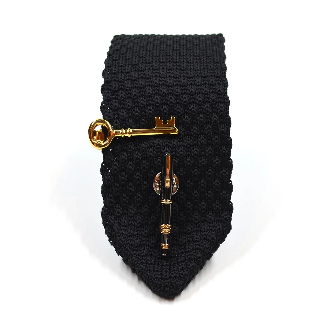 Knitted Point Slate Tie Set