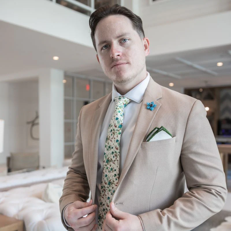 Floral Sage Cream Tie Set