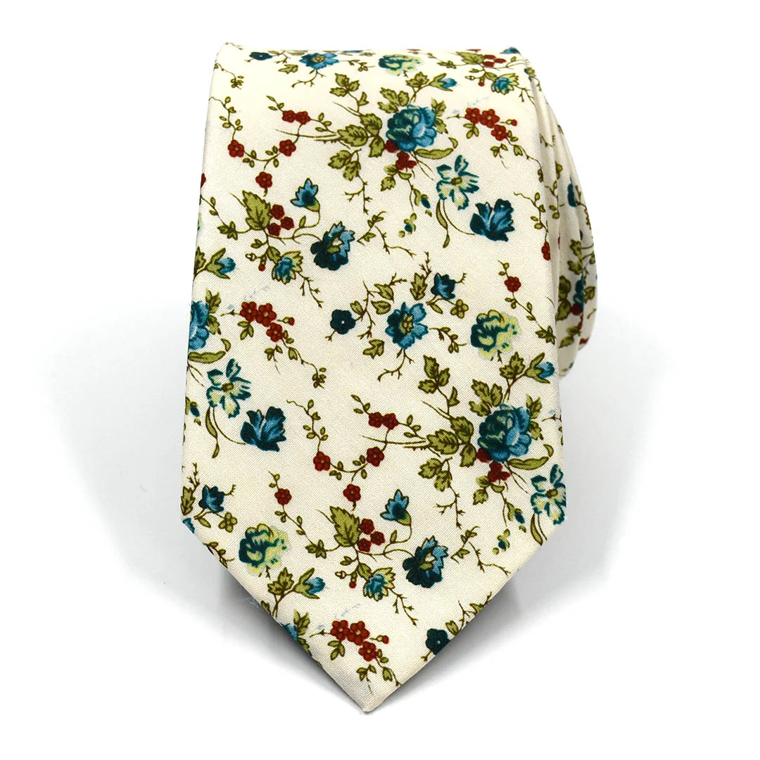 Floral Sage Cream Tie