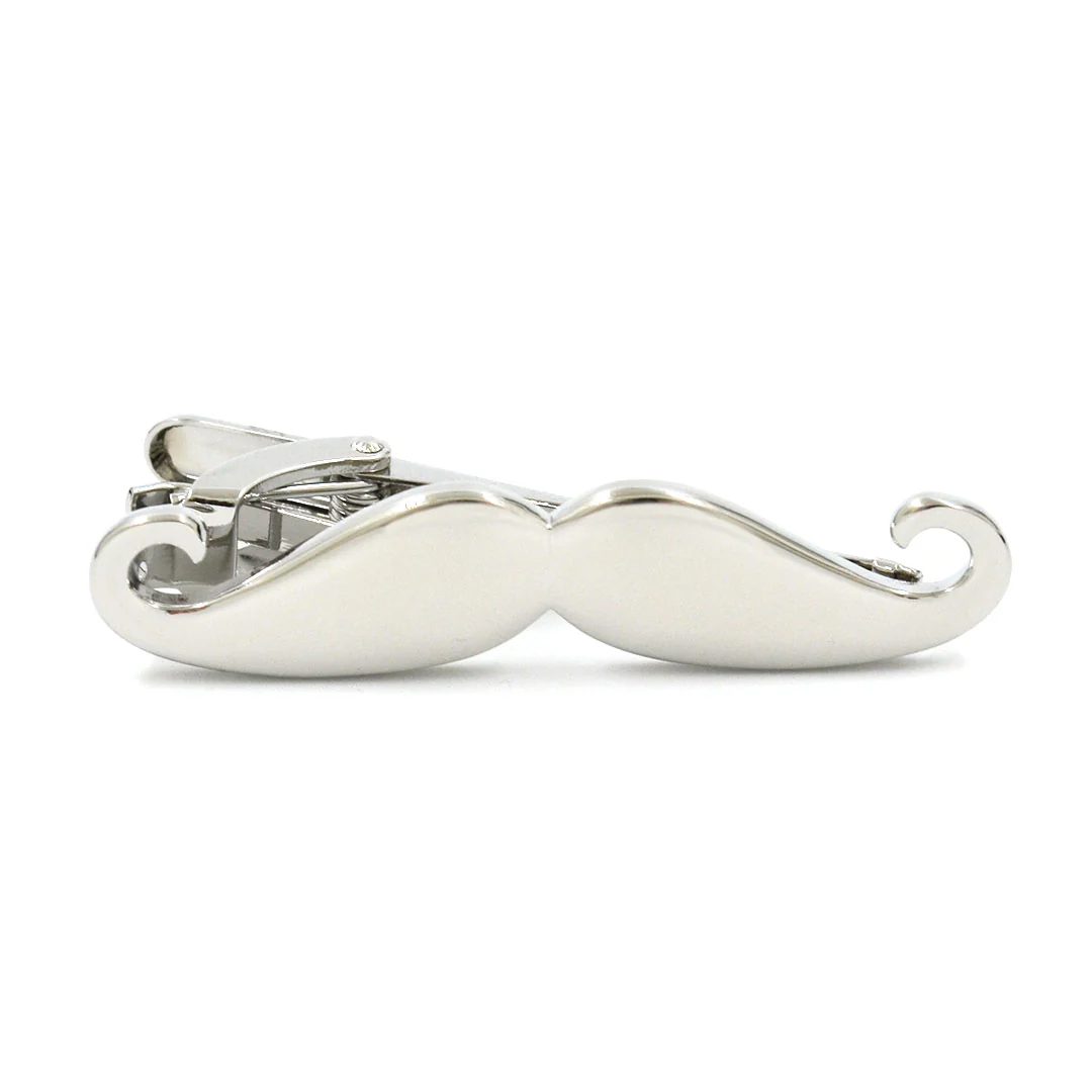 Handlebar Mustache Silver Tie Bar