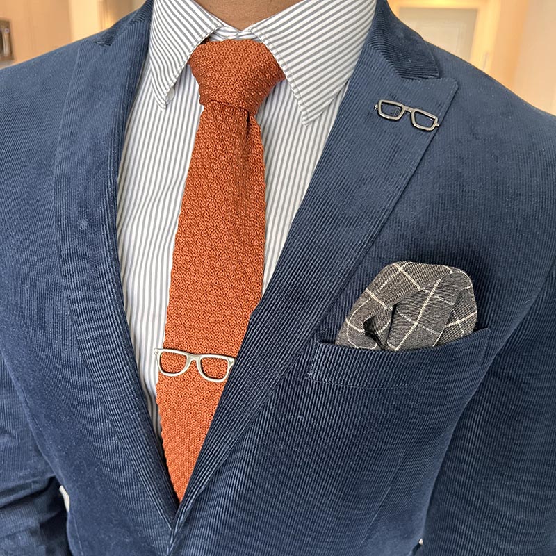 Knitted Point Burnt Orange Tie