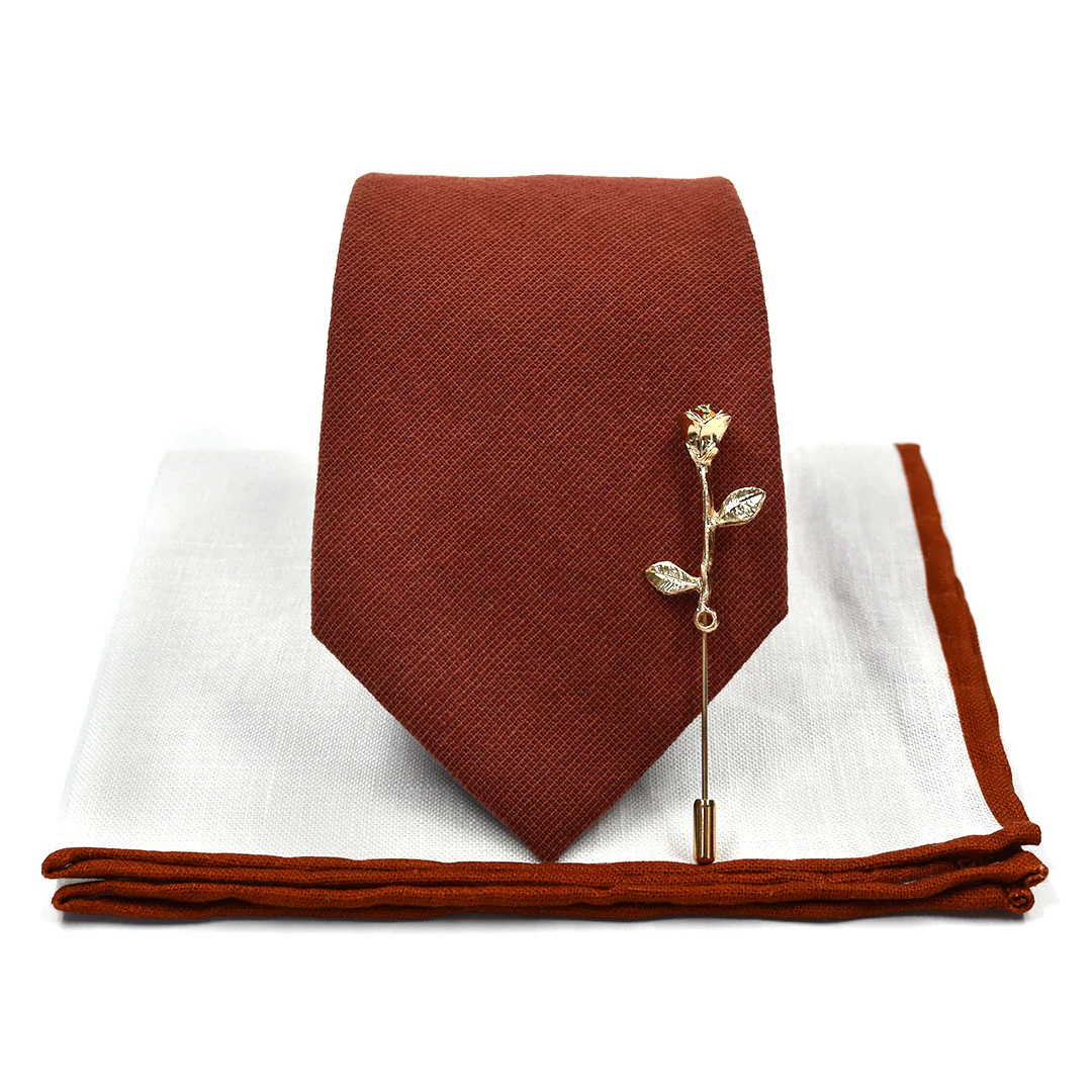 Solid Cinnamon Wedding Tie Set