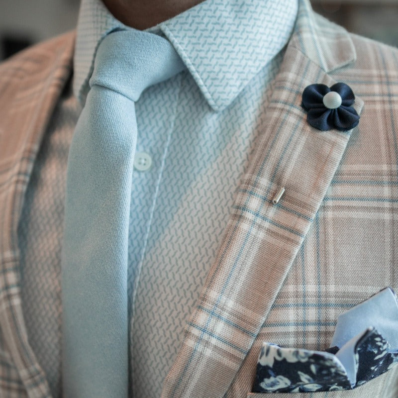 Microsuede Dusty Blue Tie Set