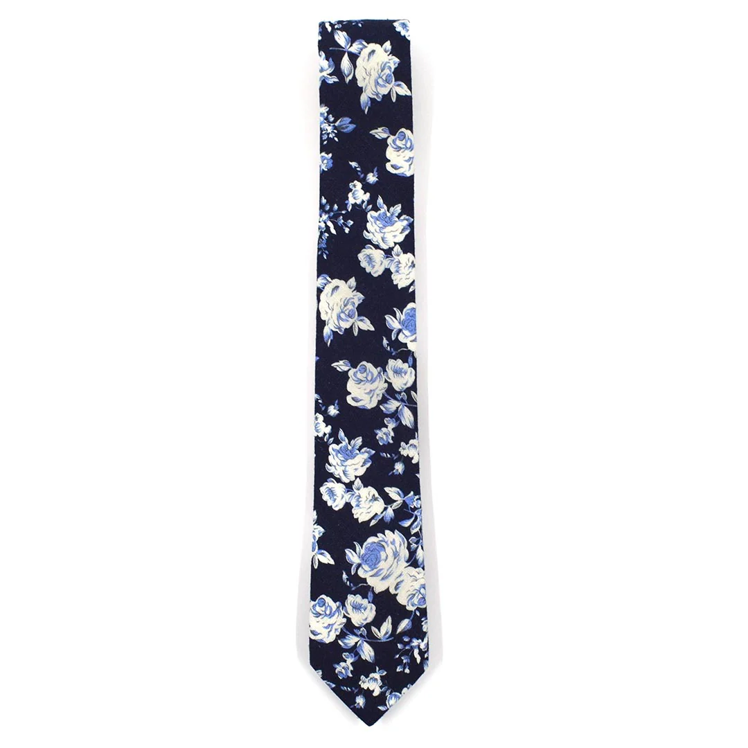 Floral Navy Buds Tie