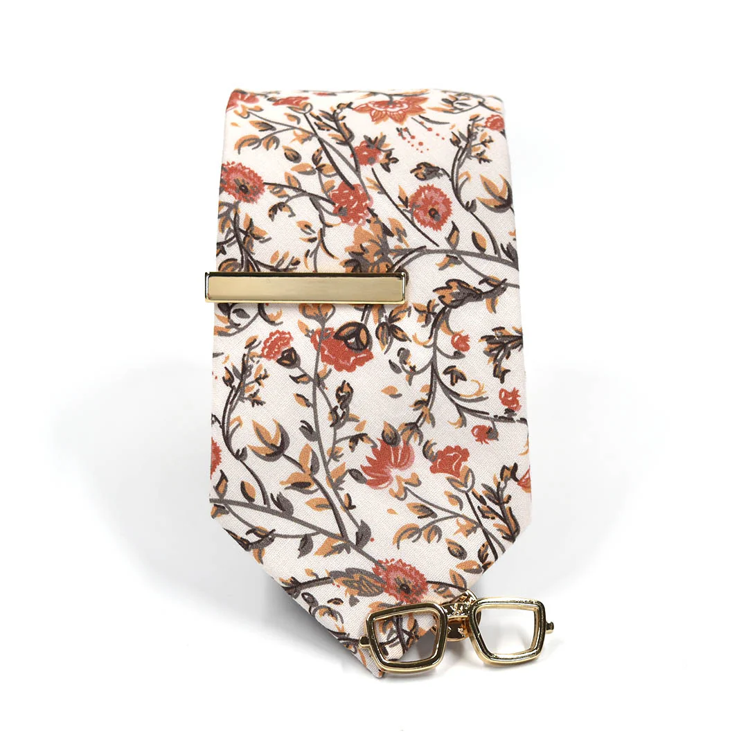 Floral Rust Blooms Tie Set