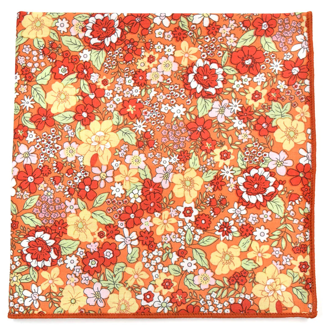 Floral Orange Blooms Pocket Square